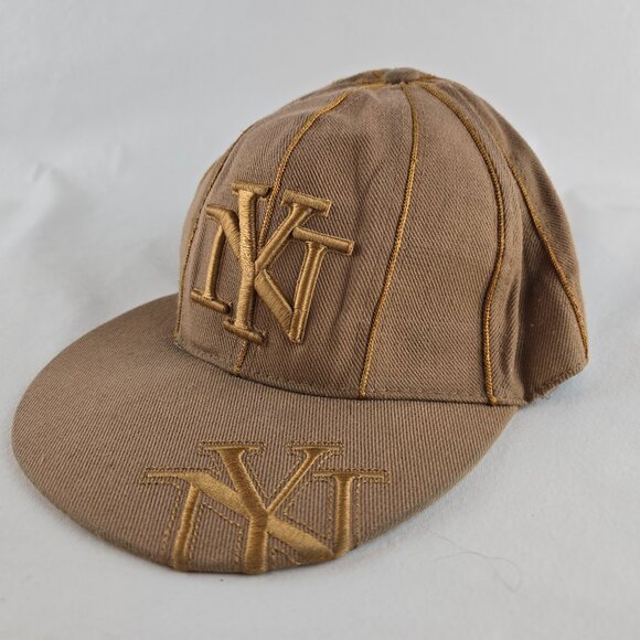 New York City Hat Mens Fitted XL Beige Brown KB Ethos Souvernir 212 Y2k Cap - Picture 1 of 9